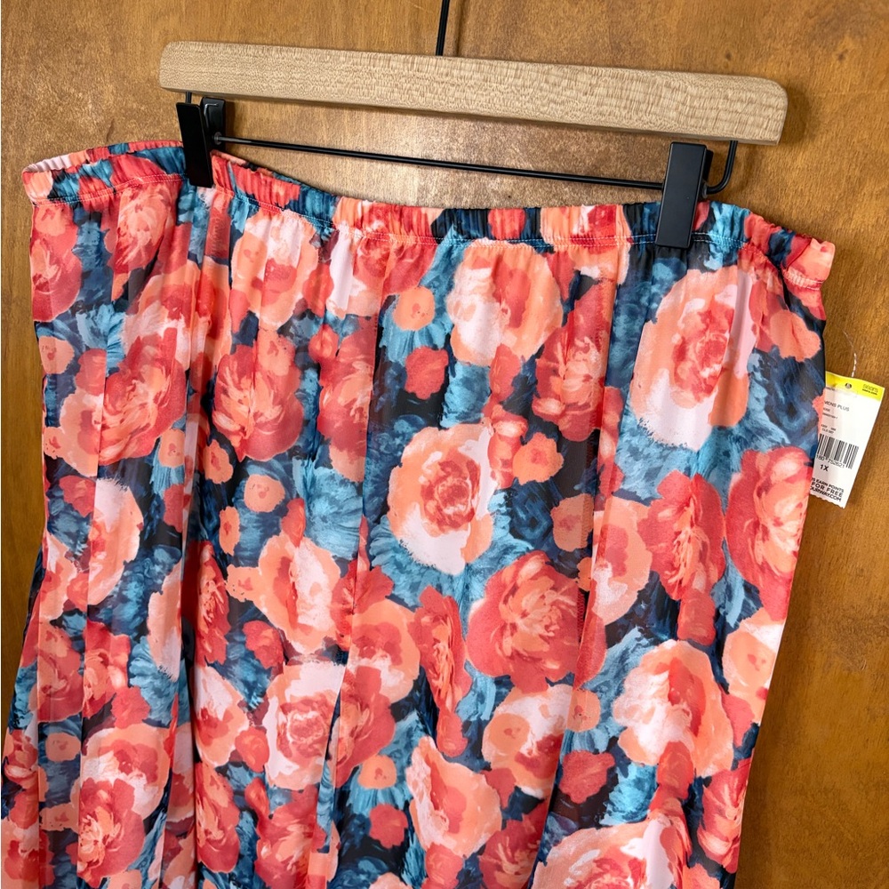 Vintage Laura Ashley Pink Floral Rose Midi Skirt Asymmetrical Y2K 90s 1X NWT Mod - Picture 3 of 10